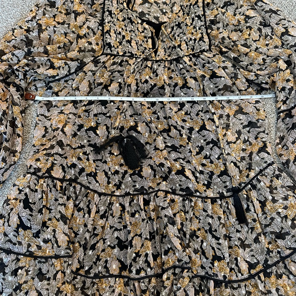 Free People Floral Mini Dress in Tan and Black - Picture 10 of 16